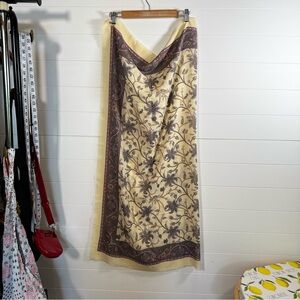 Made in Italy Cream and Brown Asymmetrical Wrap Scarf